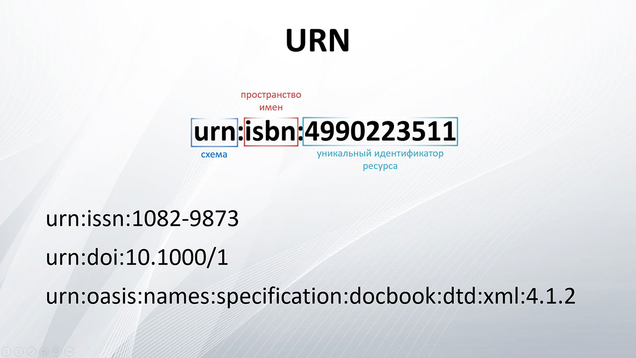 . URN позволяет получить доступ к ресурсу по различным сетевым протоколам, обращаясь к одному и тому же имени